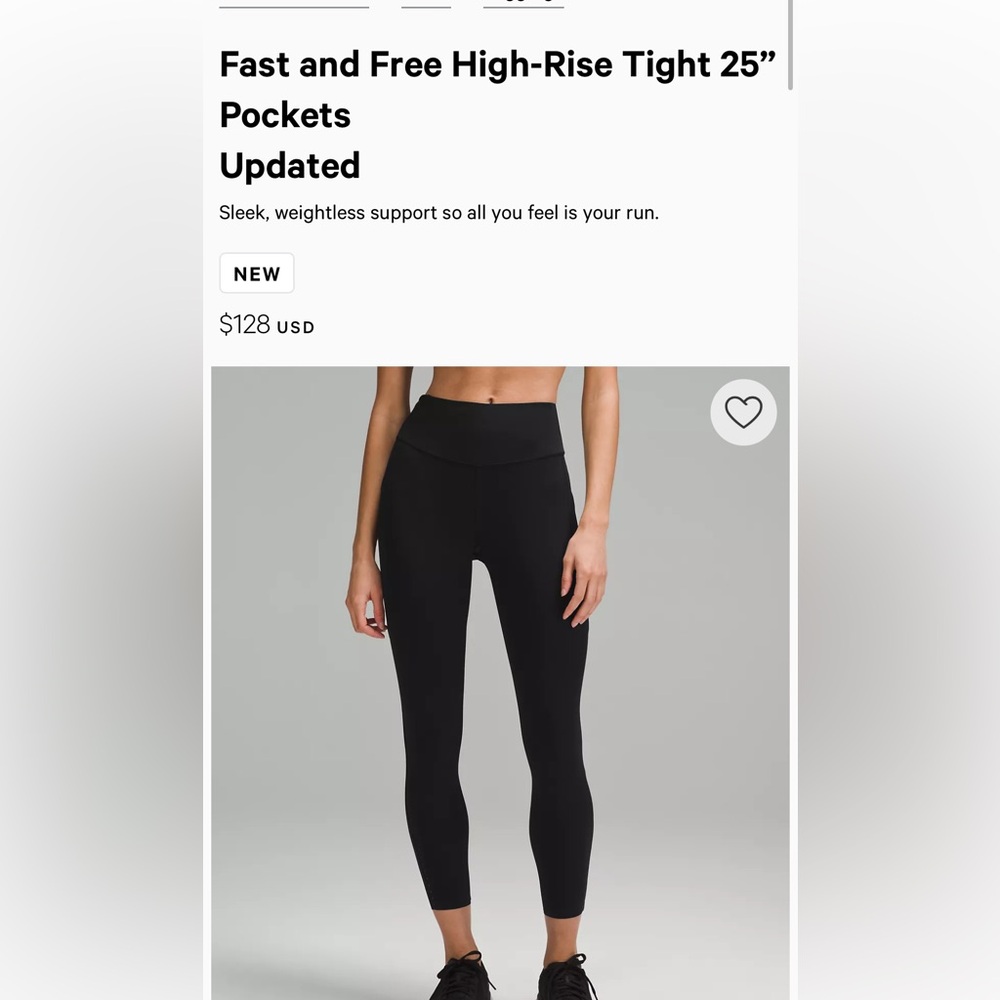 Lululemon fast and free leggings 25” with pockets